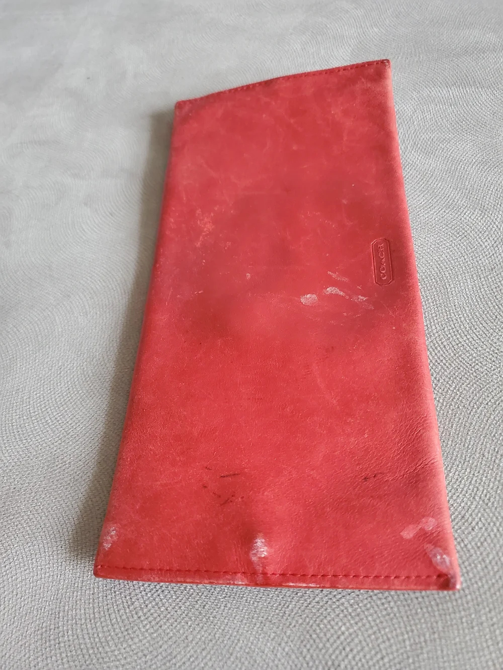 Vintage Coach Red Leather Zippered Wristlet Clutch Womens